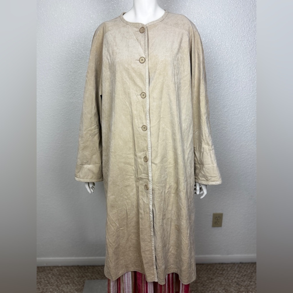 Brookin Ultrasuede Overcoat Elegant Tan Women's Coat Size 14. J-10